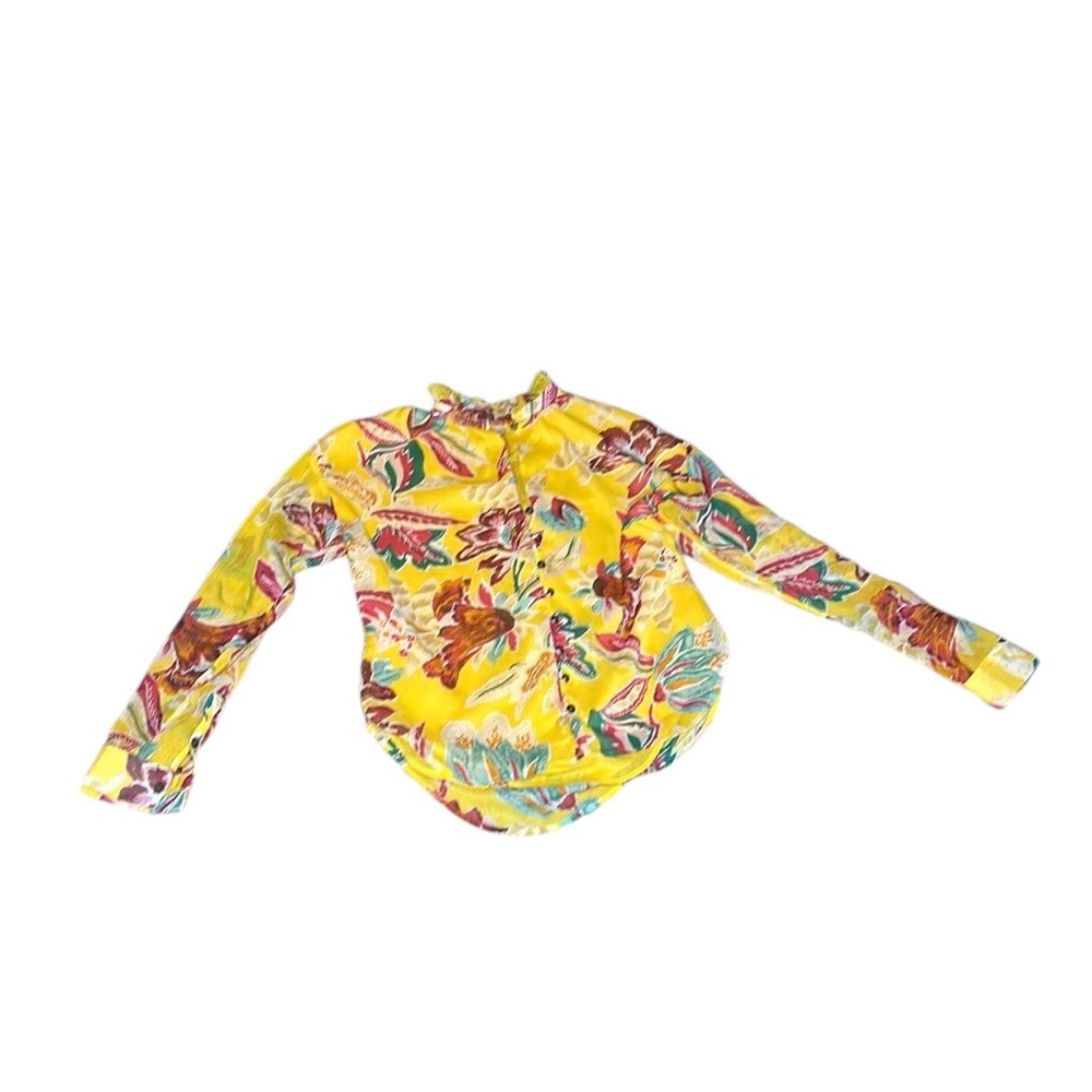 Anthropologie Yellow Floral Button-Up Blouse - Picture 5 of 15